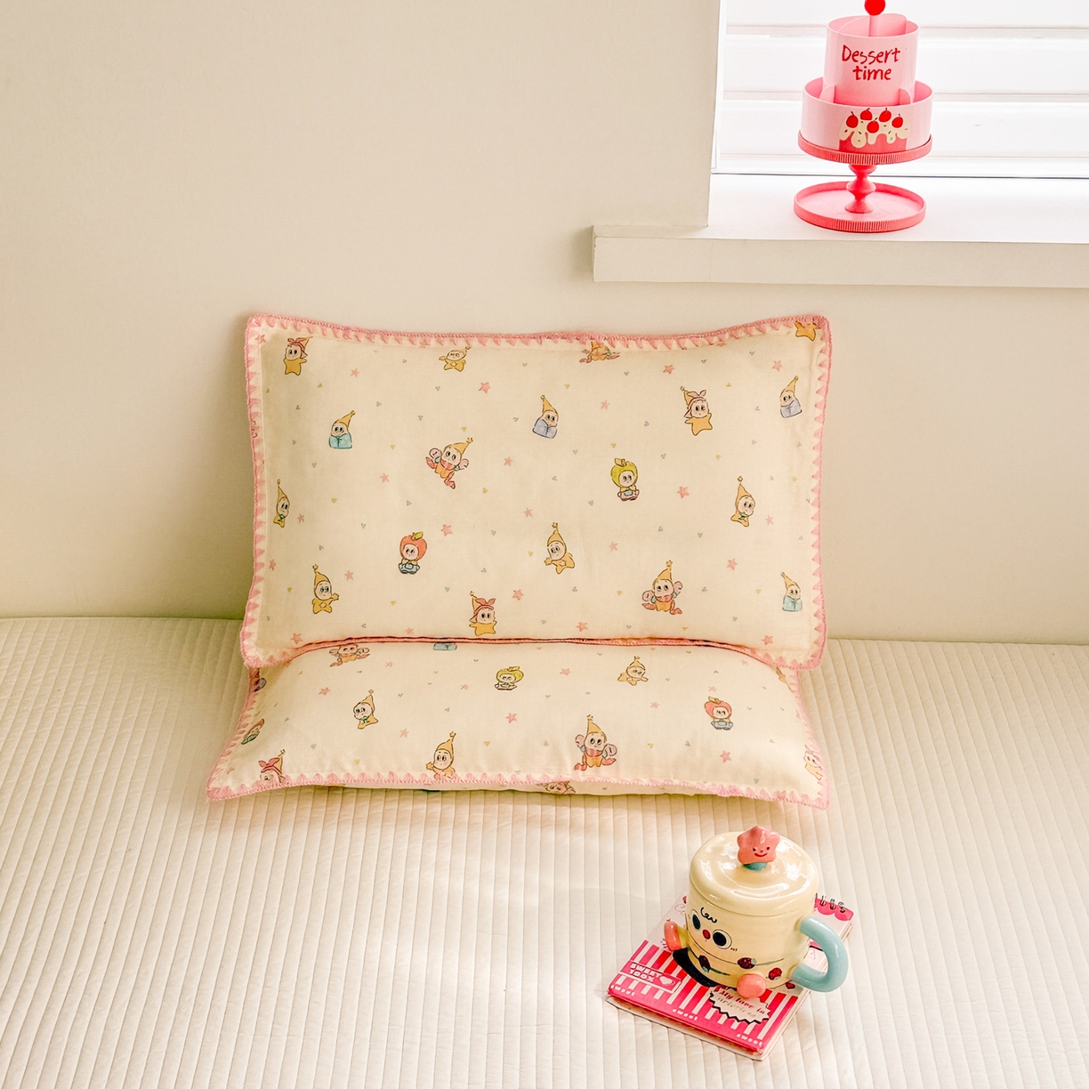 91家纺网 家纺一手货源 找家纺 呗旺鹿 2026新款A类全棉纯棉双层纱儿童枕头套纯棉枕芯内胆套 星星人