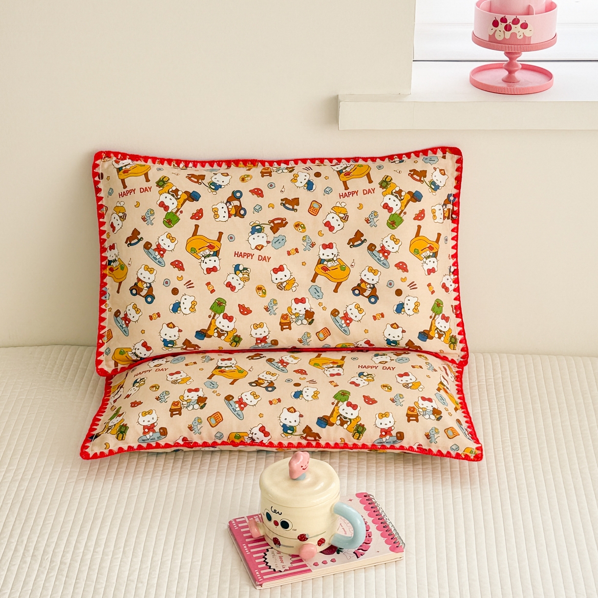 91家纺网 家纺一手货源 找家纺 呗旺鹿 2026新款A类全棉纯棉双层纱儿童枕头套纯棉枕芯内胆套 音乐猫