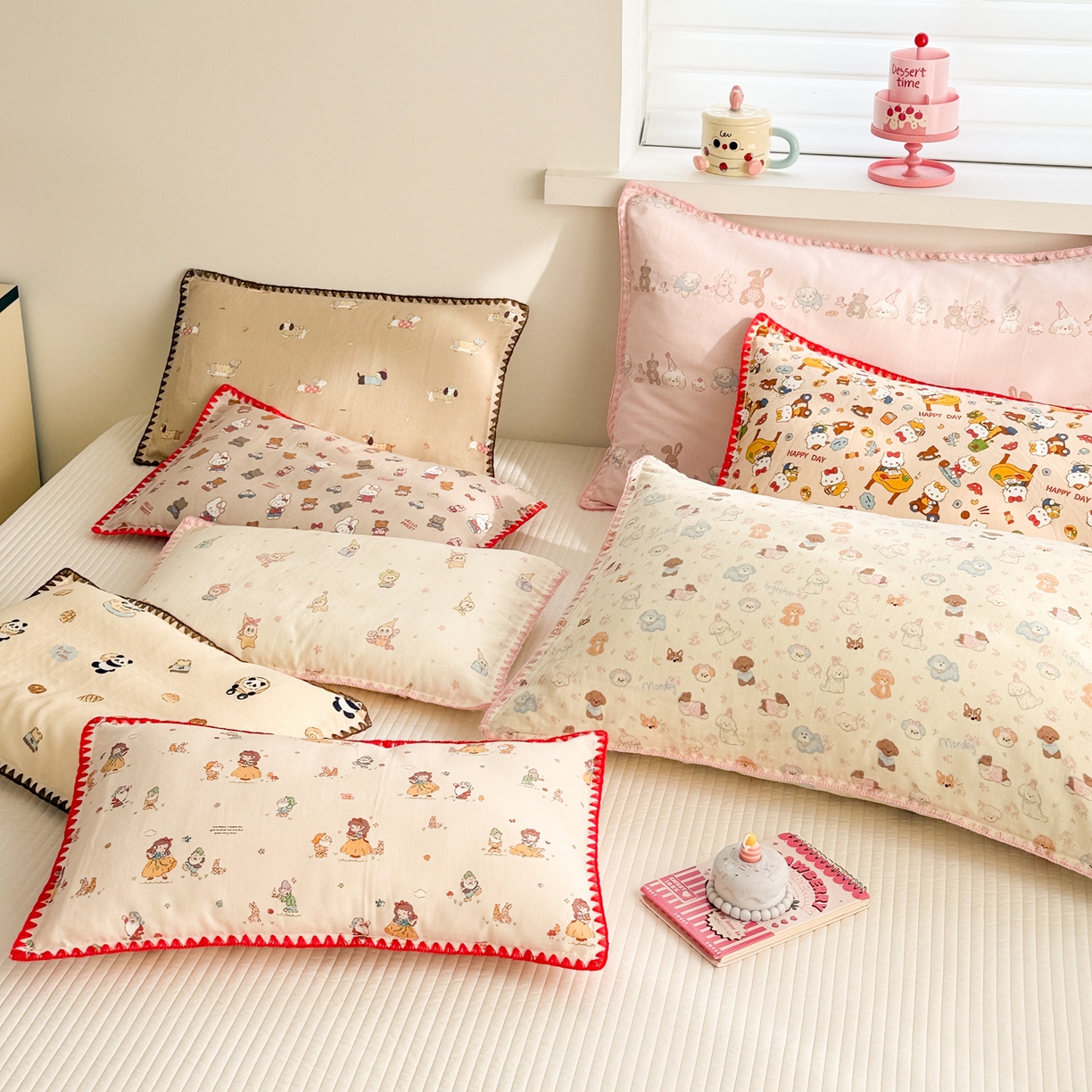 91家纺网 家纺一手货源 找家纺 呗旺鹿 2026新款A类全棉纯棉双层纱儿童枕头套纯棉枕芯内胆套 组合图仅供展示-不可下单