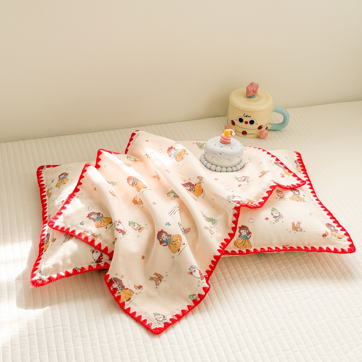 91家纺网 家纺一手货源 找家纺 呗旺鹿 2026新款A类全棉纯棉双层纱儿童枕头套纯棉枕芯内胆套 雪公主