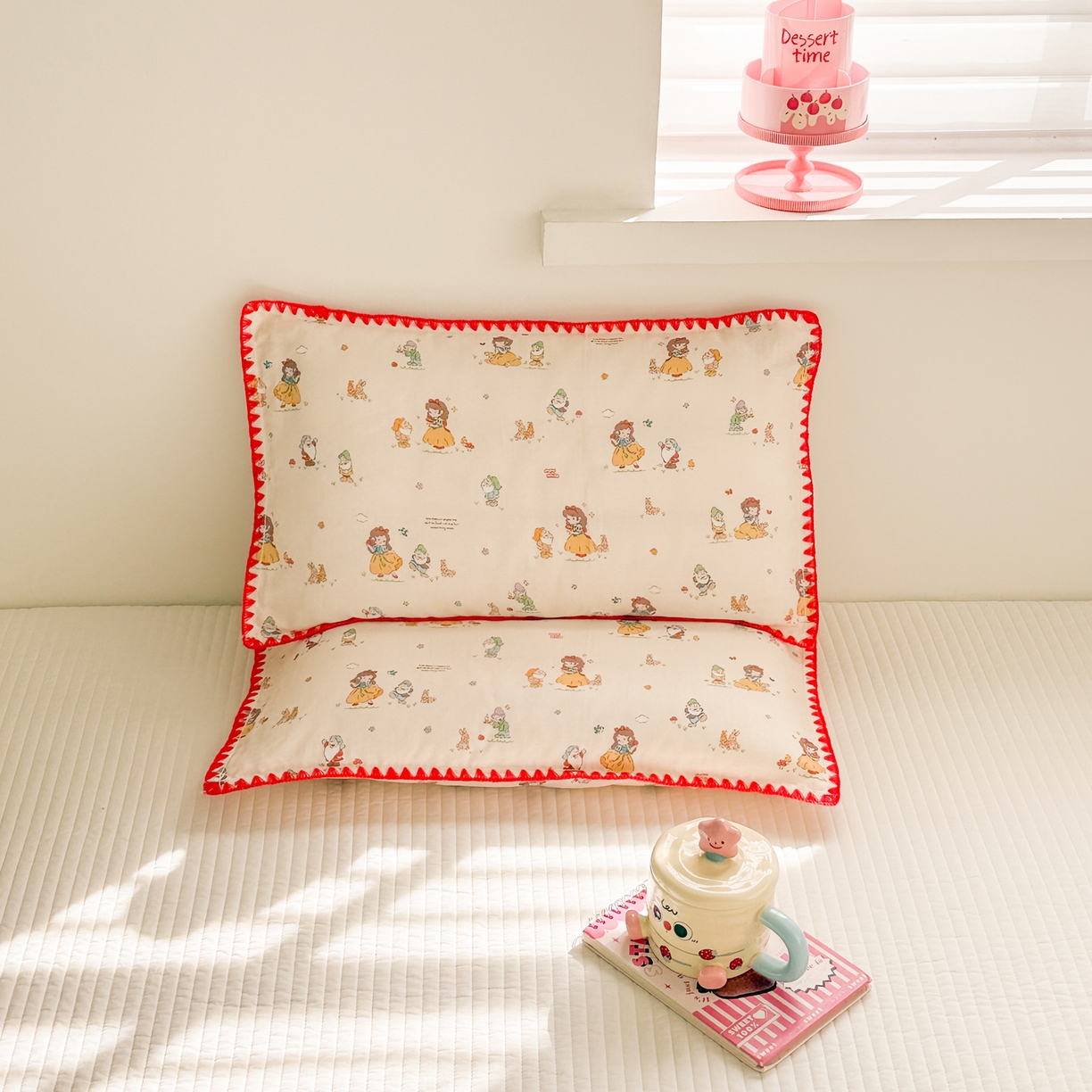 91家纺网 家纺一手货源 找家纺 呗旺鹿 2026新款A类全棉纯棉双层纱儿童枕头套纯棉枕芯内胆套 雪公主