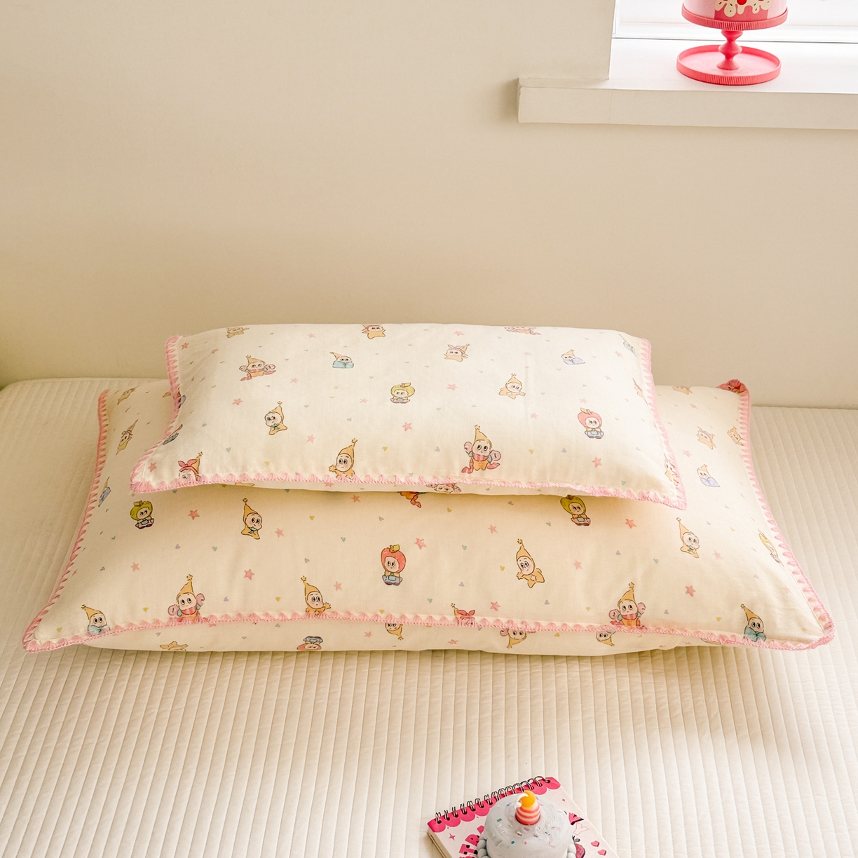 91家纺网 家纺一手货源 找家纺 呗旺鹿 2026新款A类全棉纯棉双层纱儿童枕头套纯棉枕芯内胆套 星星人