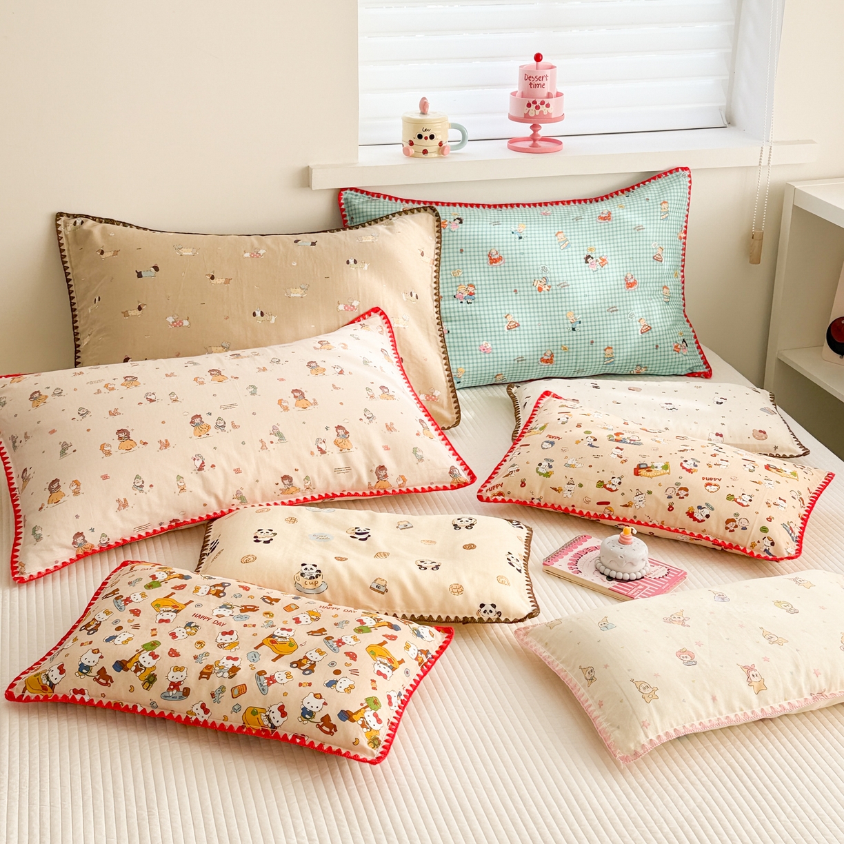 91家纺网 家纺一手货源 找家纺 呗旺鹿 2026新款A类全棉纯棉双层纱儿童枕头套纯棉枕芯内胆套 组合图仅供展示-不可下单