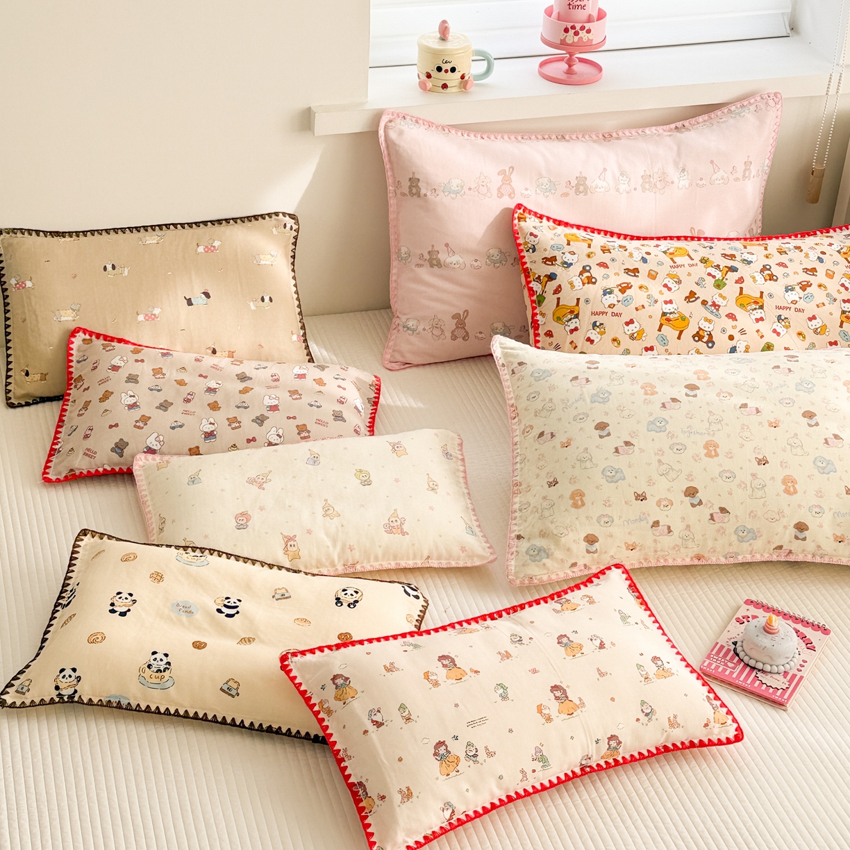 91家纺网 家纺一手货源 找家纺 呗旺鹿 2026新款A类全棉纯棉双层纱儿童枕头套纯棉枕芯内胆套 组合图仅供展示-不可下单