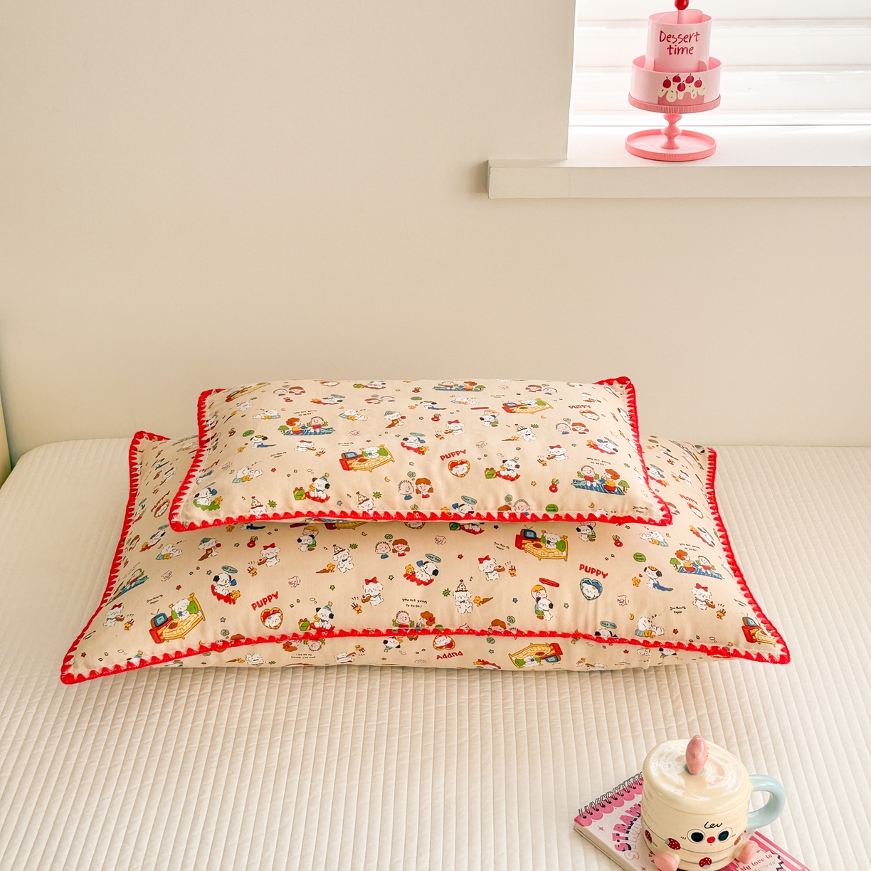 91家纺网 家纺一手货源 找家纺 呗旺鹿 2026新款A类全棉纯棉双层纱儿童枕头套纯棉枕芯内胆套 查理派对