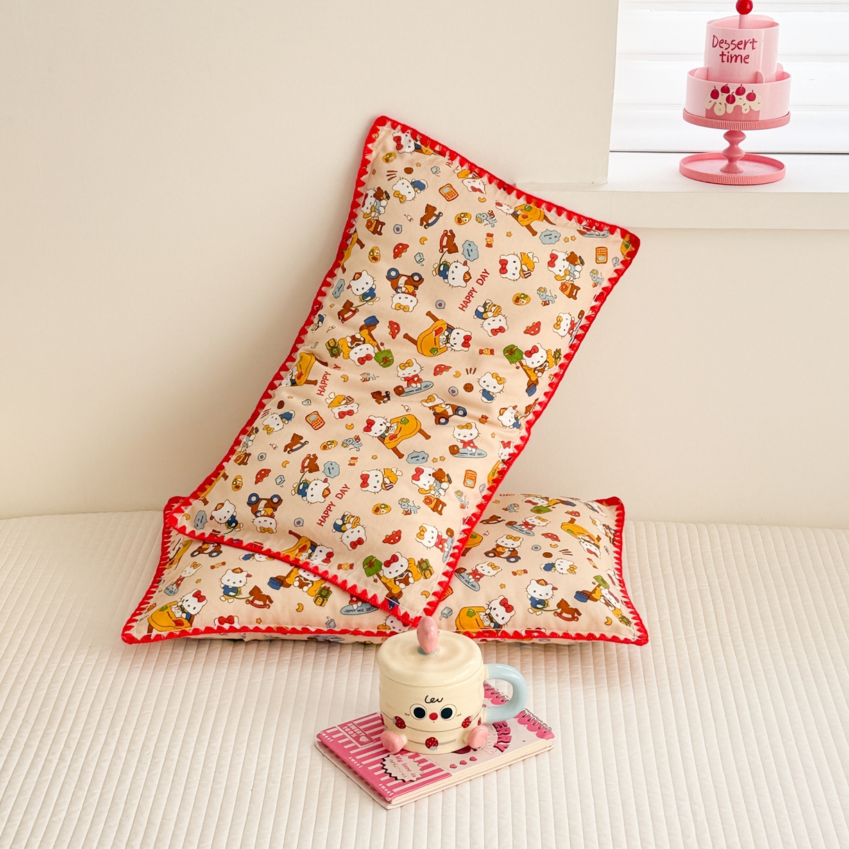 91家纺网 家纺一手货源 找家纺 呗旺鹿 2026新款A类全棉纯棉双层纱儿童枕头套纯棉枕芯内胆套 音乐猫