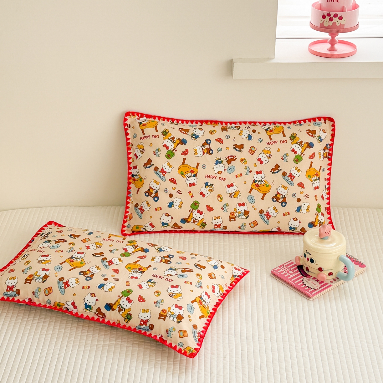 91家纺网 家纺一手货源 找家纺 呗旺鹿 2026新款A类全棉纯棉双层纱儿童枕头套纯棉枕芯内胆套 音乐猫