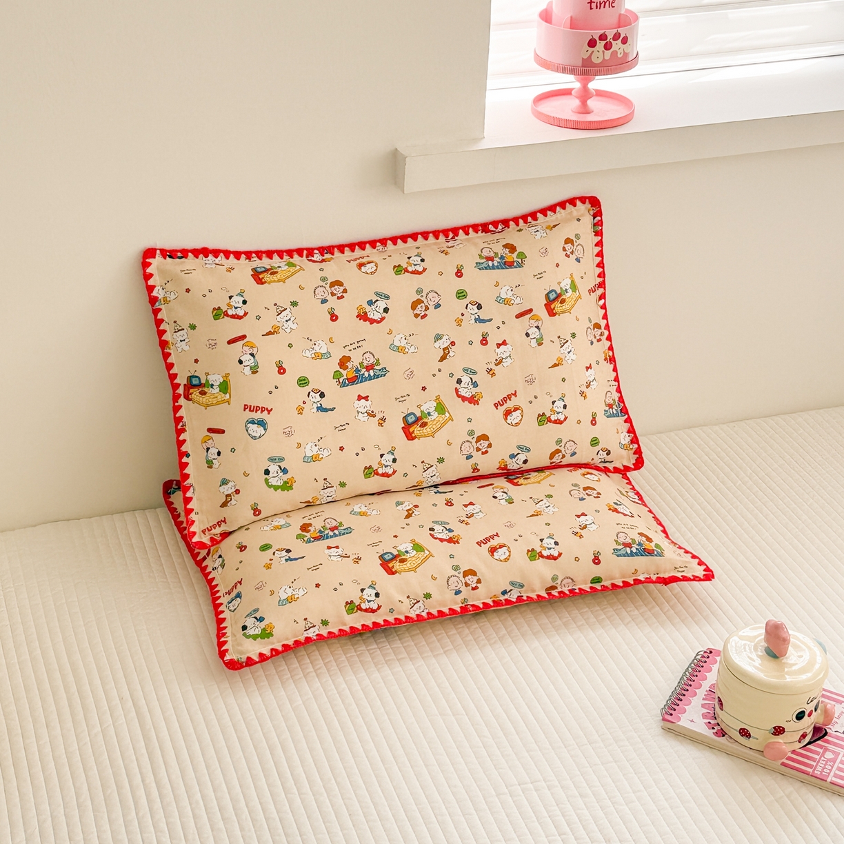 91家纺网 家纺一手货源 找家纺 呗旺鹿 2026新款A类全棉纯棉双层纱儿童枕头套纯棉枕芯内胆套 查理派对