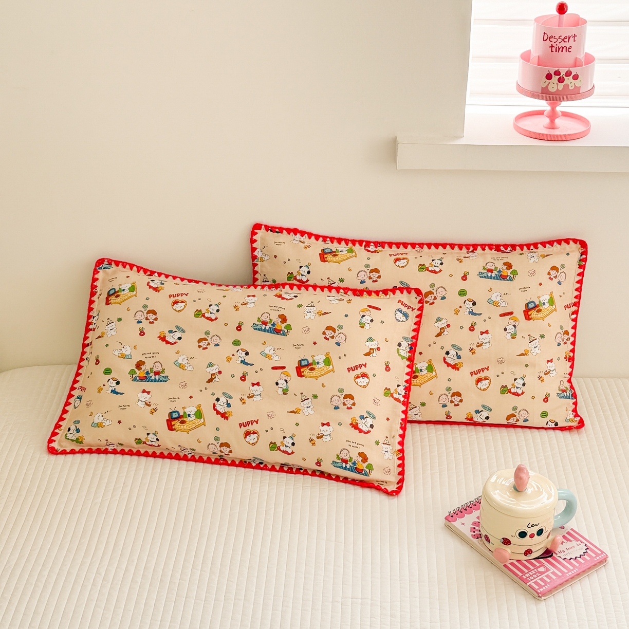 91家纺网 家纺一手货源 找家纺 呗旺鹿 2026新款A类全棉纯棉双层纱儿童枕头套纯棉枕芯内胆套 查理派对