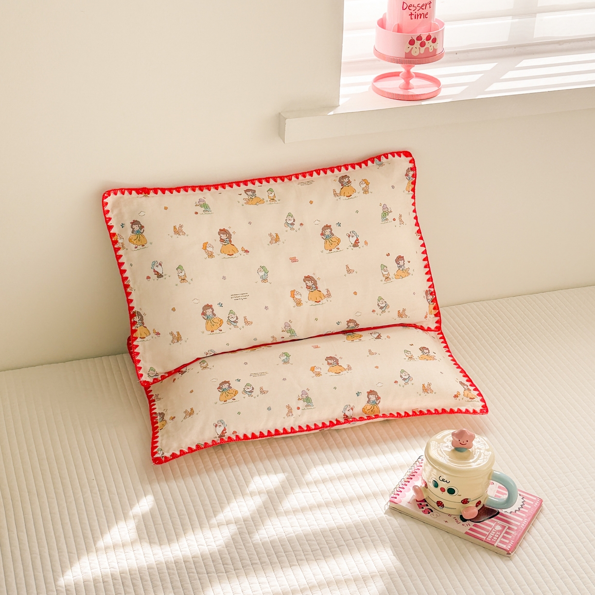 91家纺网 家纺一手货源 找家纺 呗旺鹿 2026新款A类全棉纯棉双层纱儿童枕头套纯棉枕芯内胆套 雪公主