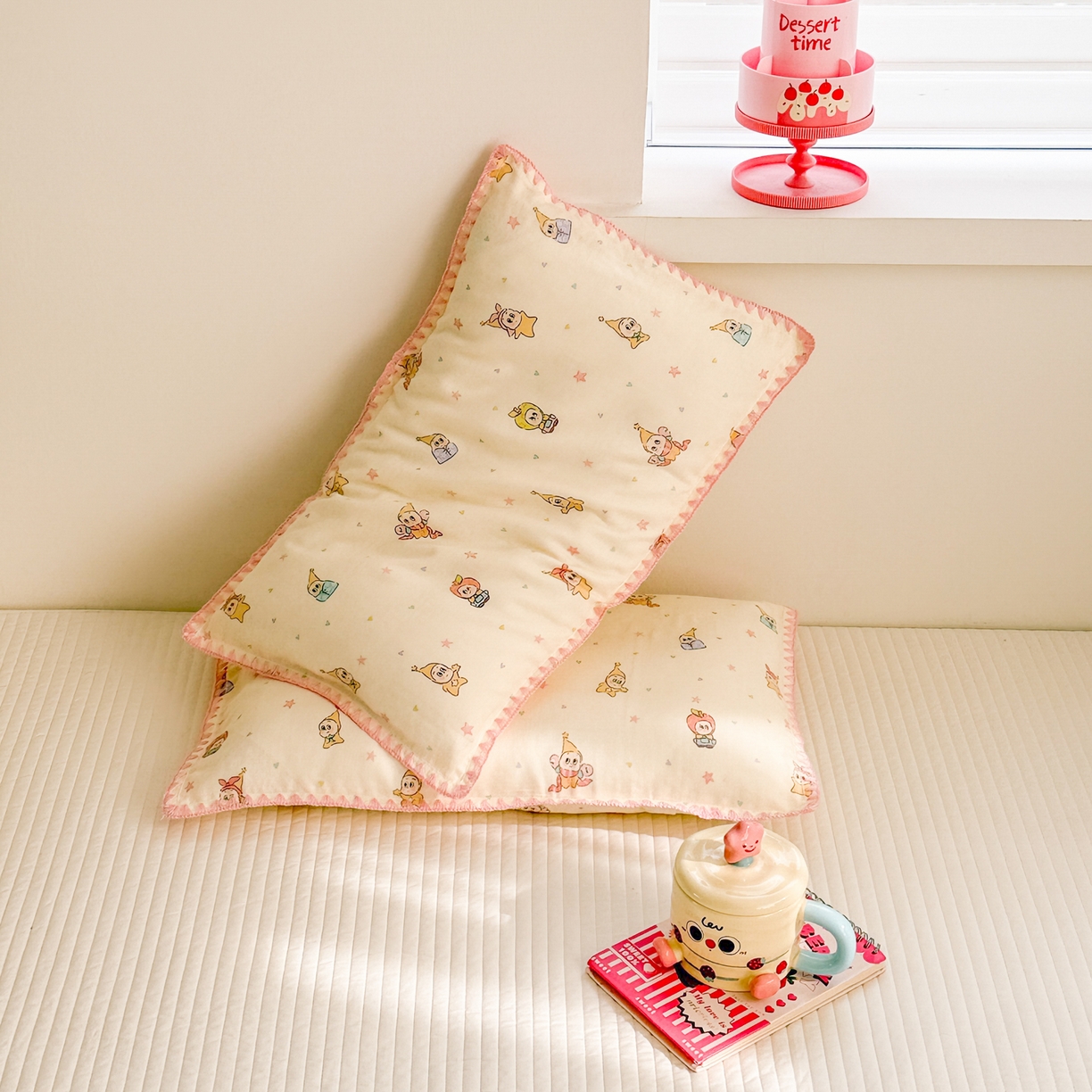 91家纺网 家纺一手货源 找家纺 呗旺鹿 2026新款A类全棉纯棉双层纱儿童枕头套纯棉枕芯内胆套 星星人