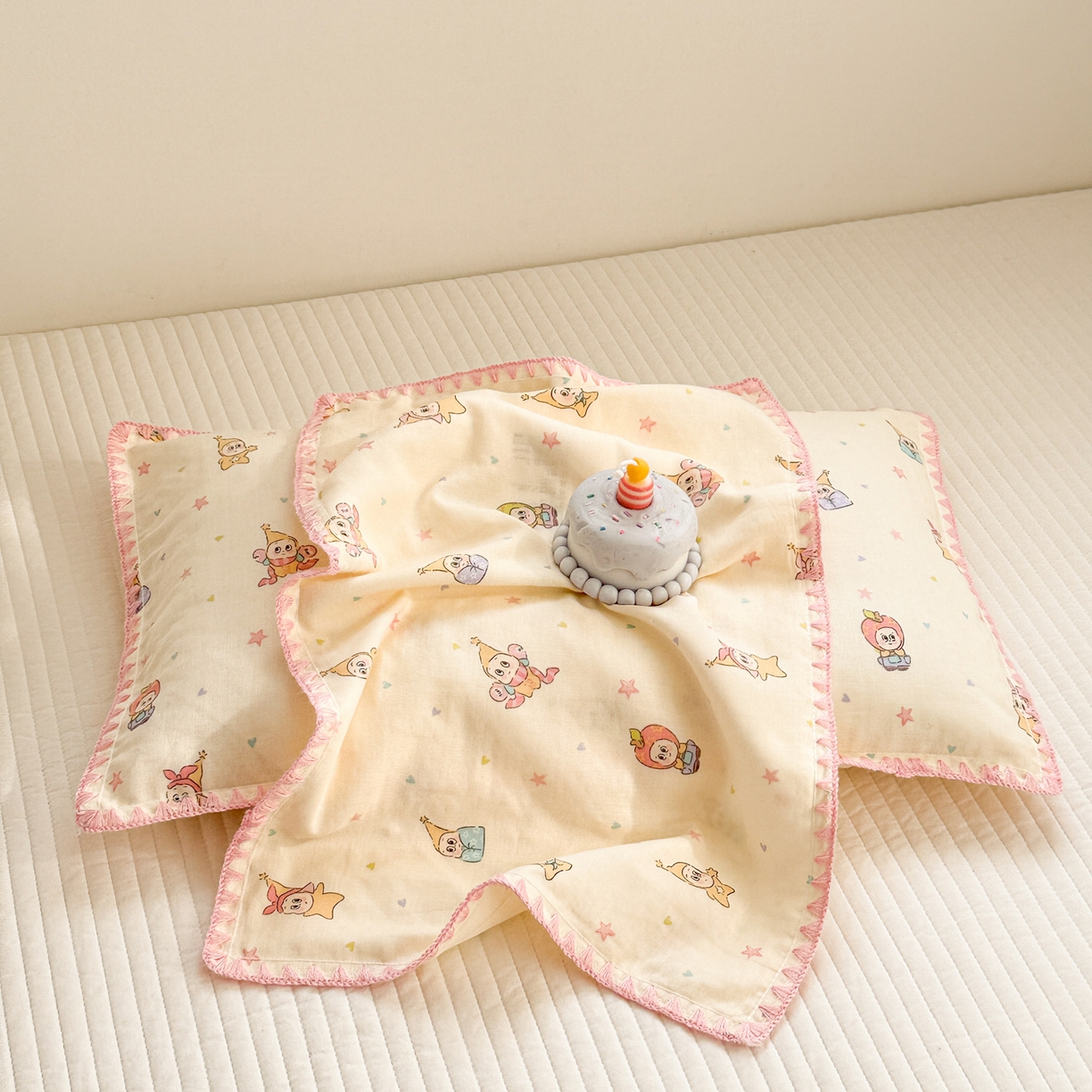 91家纺网 家纺一手货源 找家纺 呗旺鹿 2026新款A类全棉纯棉双层纱儿童枕头套纯棉枕芯内胆套 星星人