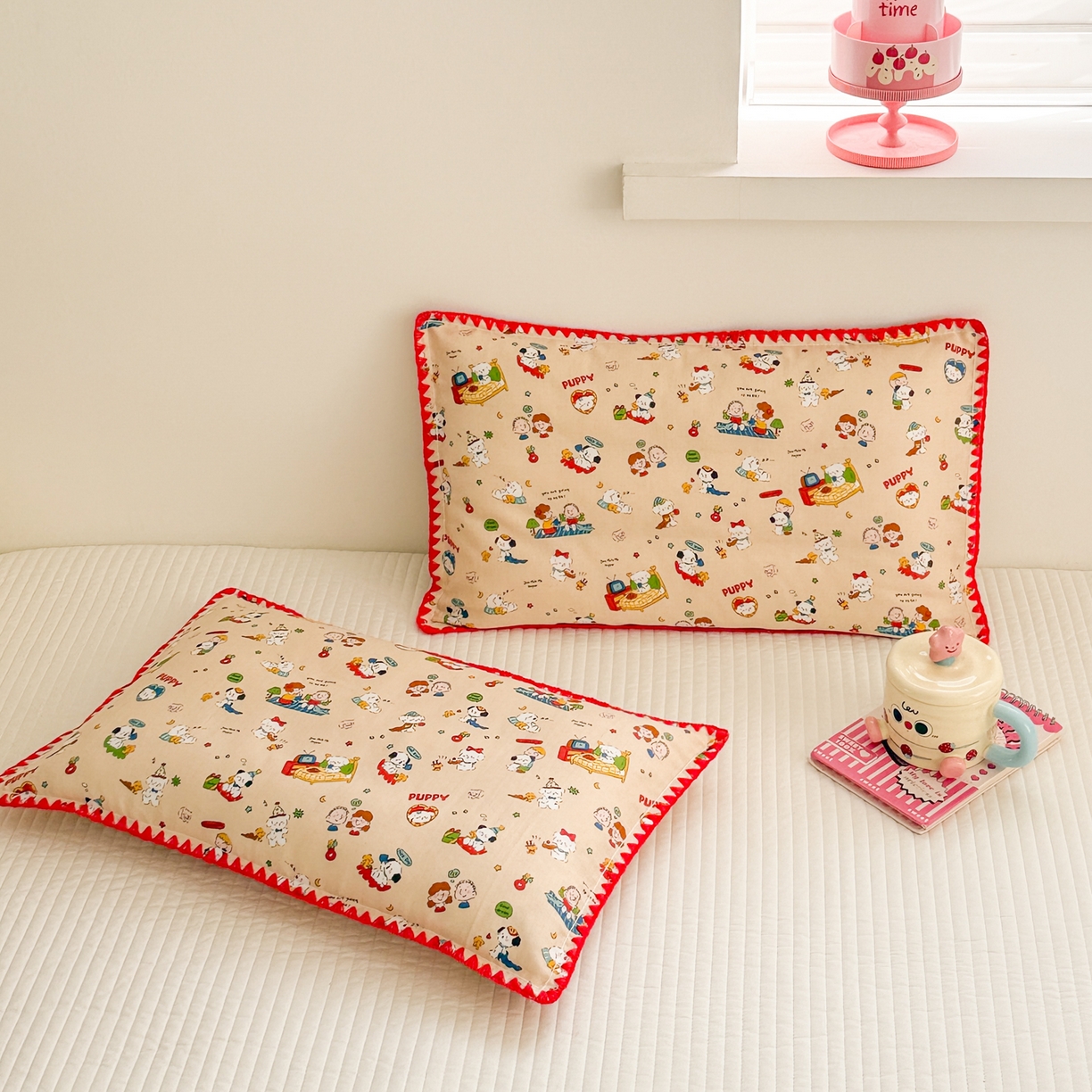 91家纺网 家纺一手货源 找家纺 呗旺鹿 2026新款A类全棉纯棉双层纱儿童枕头套纯棉枕芯内胆套 查理派对