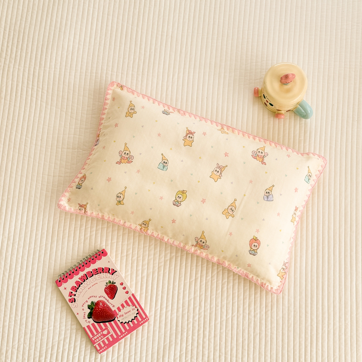 91家纺网 家纺一手货源 找家纺 呗旺鹿 2026新款A类全棉纯棉双层纱儿童枕头套纯棉枕芯内胆套 星星人