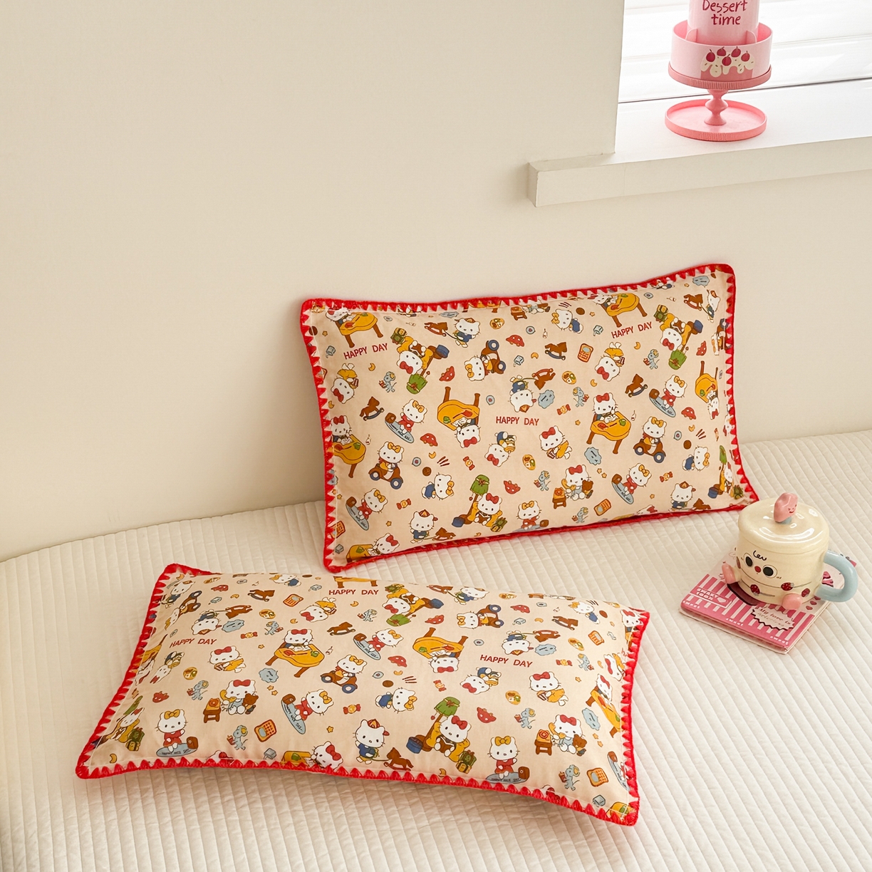 91家纺网 家纺一手货源 找家纺 呗旺鹿 2026新款A类全棉纯棉双层纱儿童枕头套纯棉枕芯内胆套 音乐猫