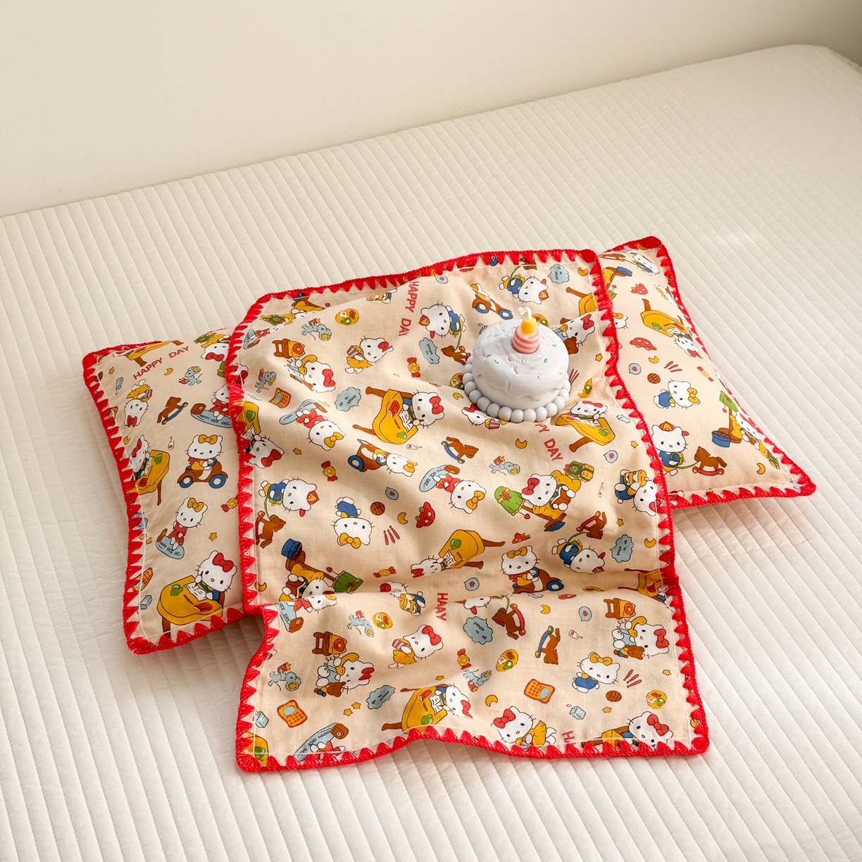 91家纺网 家纺一手货源 找家纺 呗旺鹿 2026新款A类全棉纯棉双层纱儿童枕头套纯棉枕芯内胆套 音乐猫