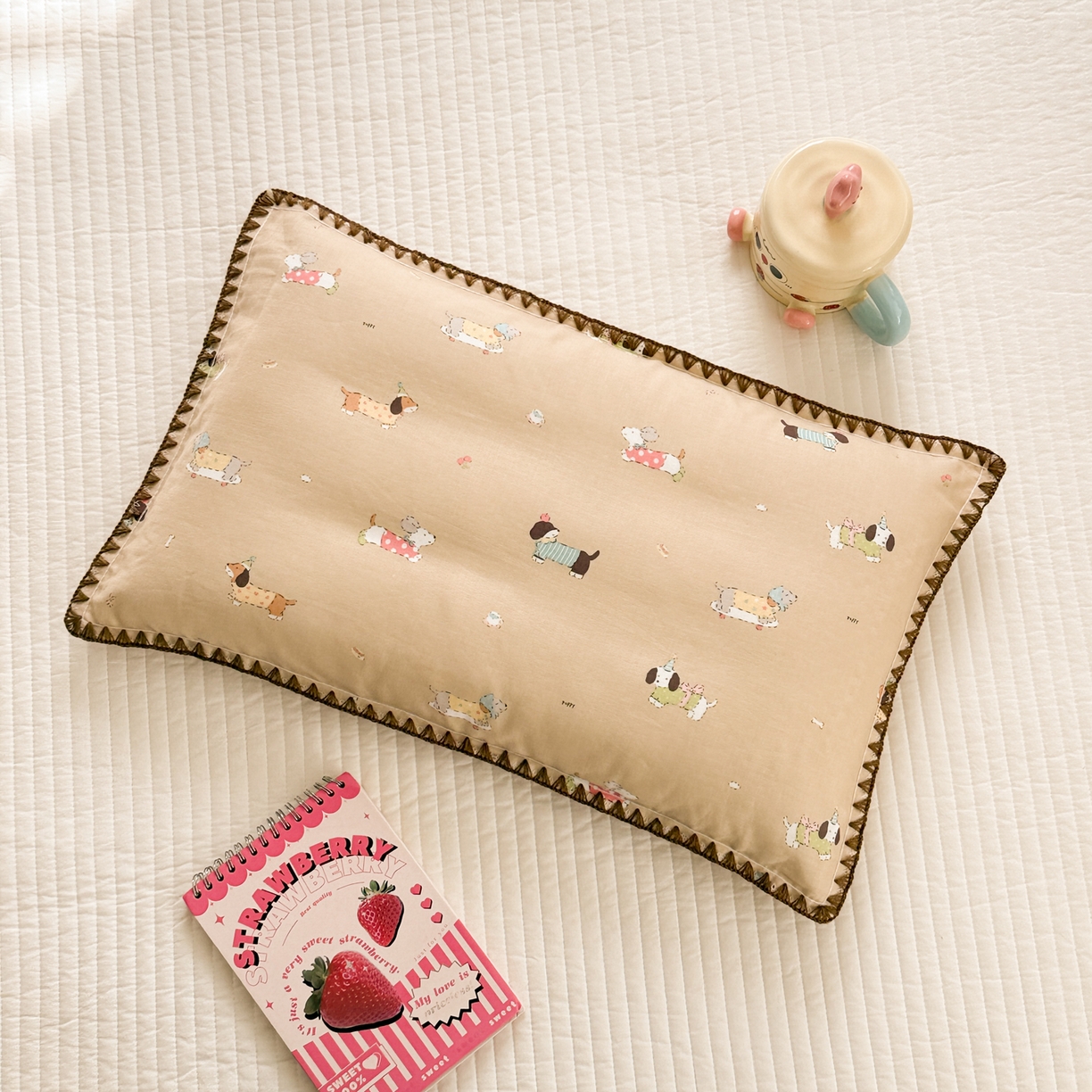 91家纺网 家纺一手货源 找家纺 呗旺鹿 2026新款A类全棉纯棉双层纱儿童枕头套纯棉枕芯内胆套 汪汪乐园