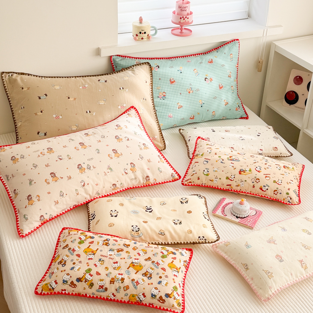 91家纺网 家纺一手货源 找家纺 呗旺鹿 2026新款A类全棉纯棉双层纱儿童枕头套纯棉枕芯内胆套 组合图仅供展示-不可下单