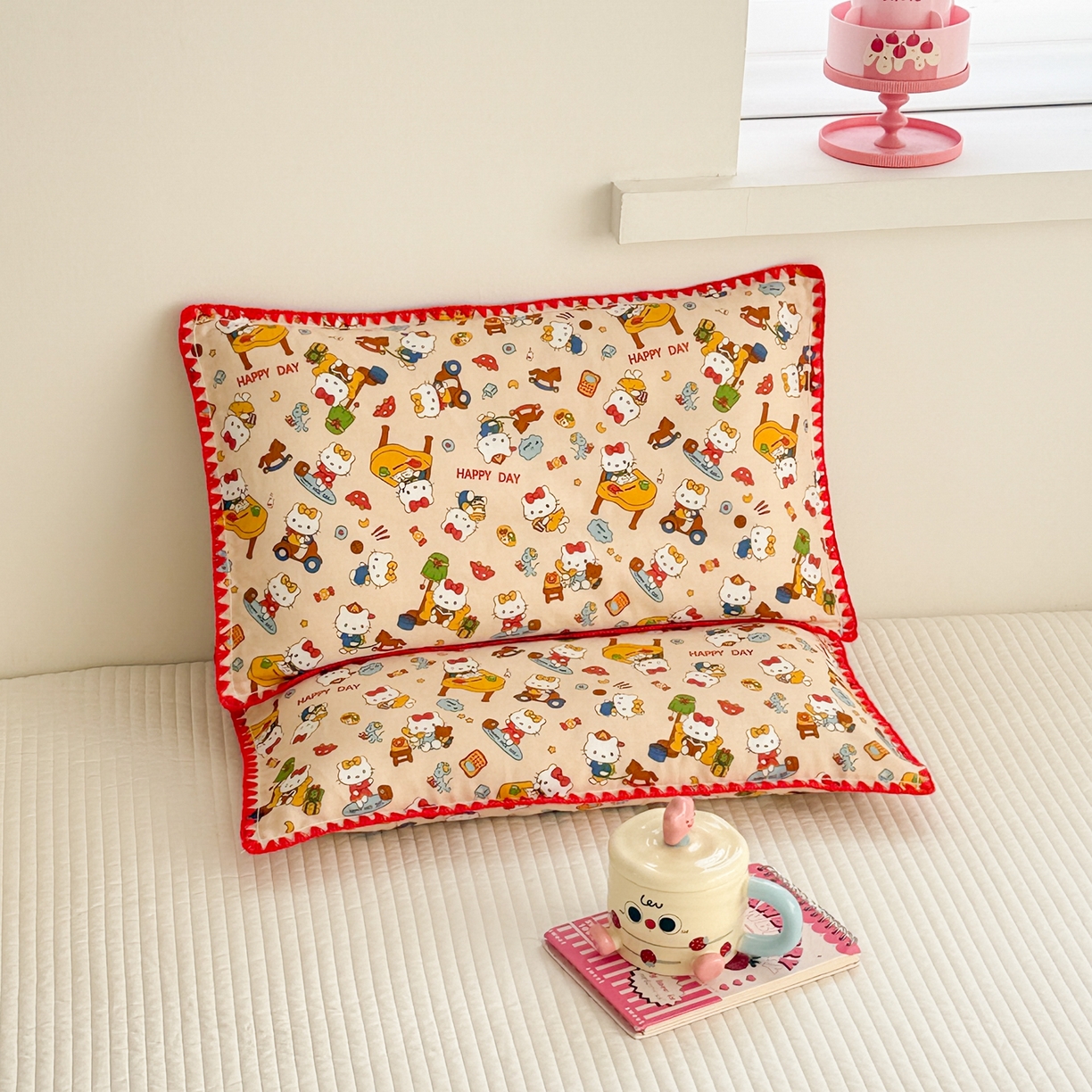 91家纺网 家纺一手货源 找家纺 呗旺鹿 2026新款A类全棉纯棉双层纱儿童枕头套纯棉枕芯内胆套 音乐猫