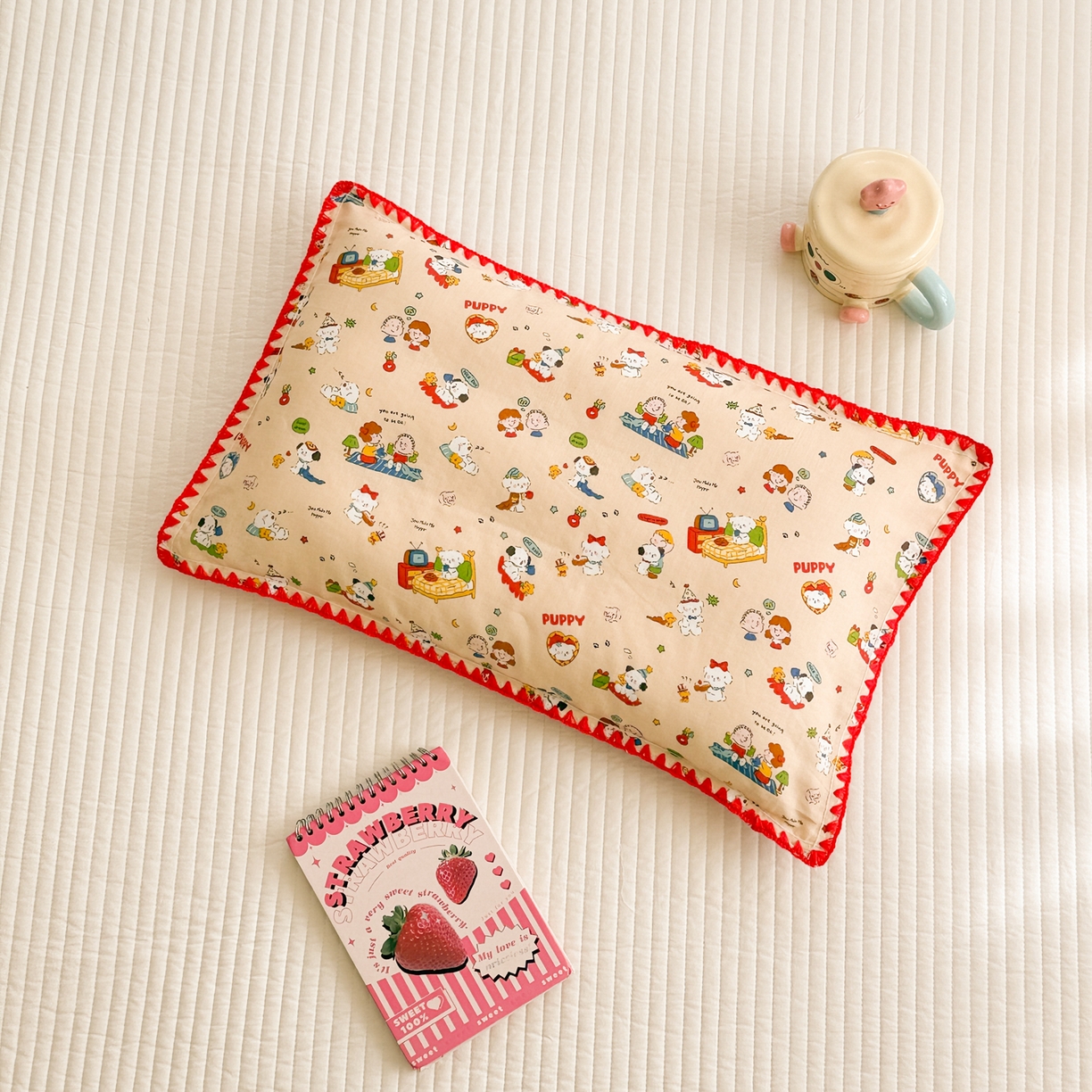 91家纺网 家纺一手货源 找家纺 呗旺鹿 2026新款A类全棉纯棉双层纱儿童枕头套纯棉枕芯内胆套 查理派对