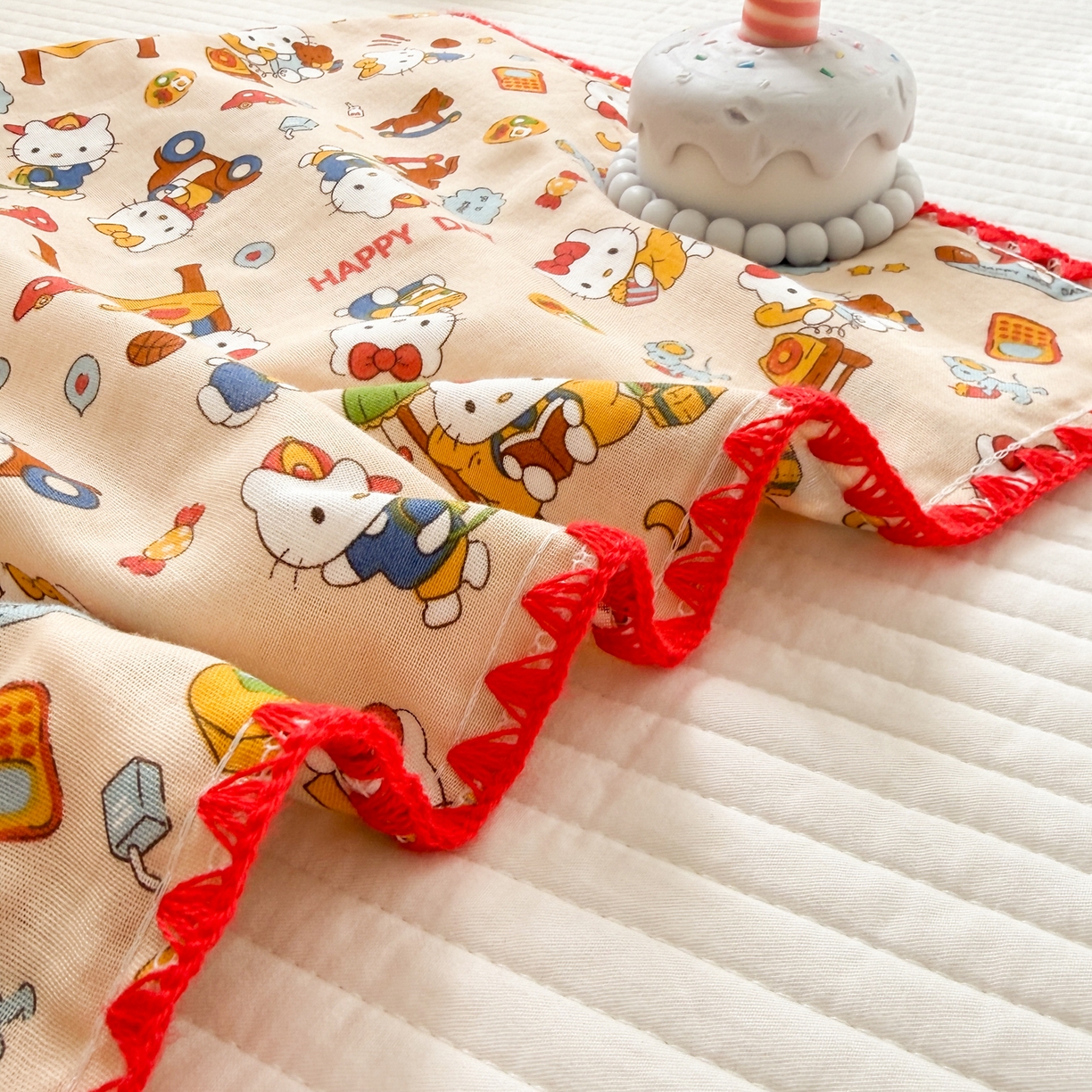 91家纺网 家纺一手货源 找家纺 呗旺鹿 2026新款A类全棉纯棉双层纱儿童枕头套纯棉枕芯内胆套 音乐猫