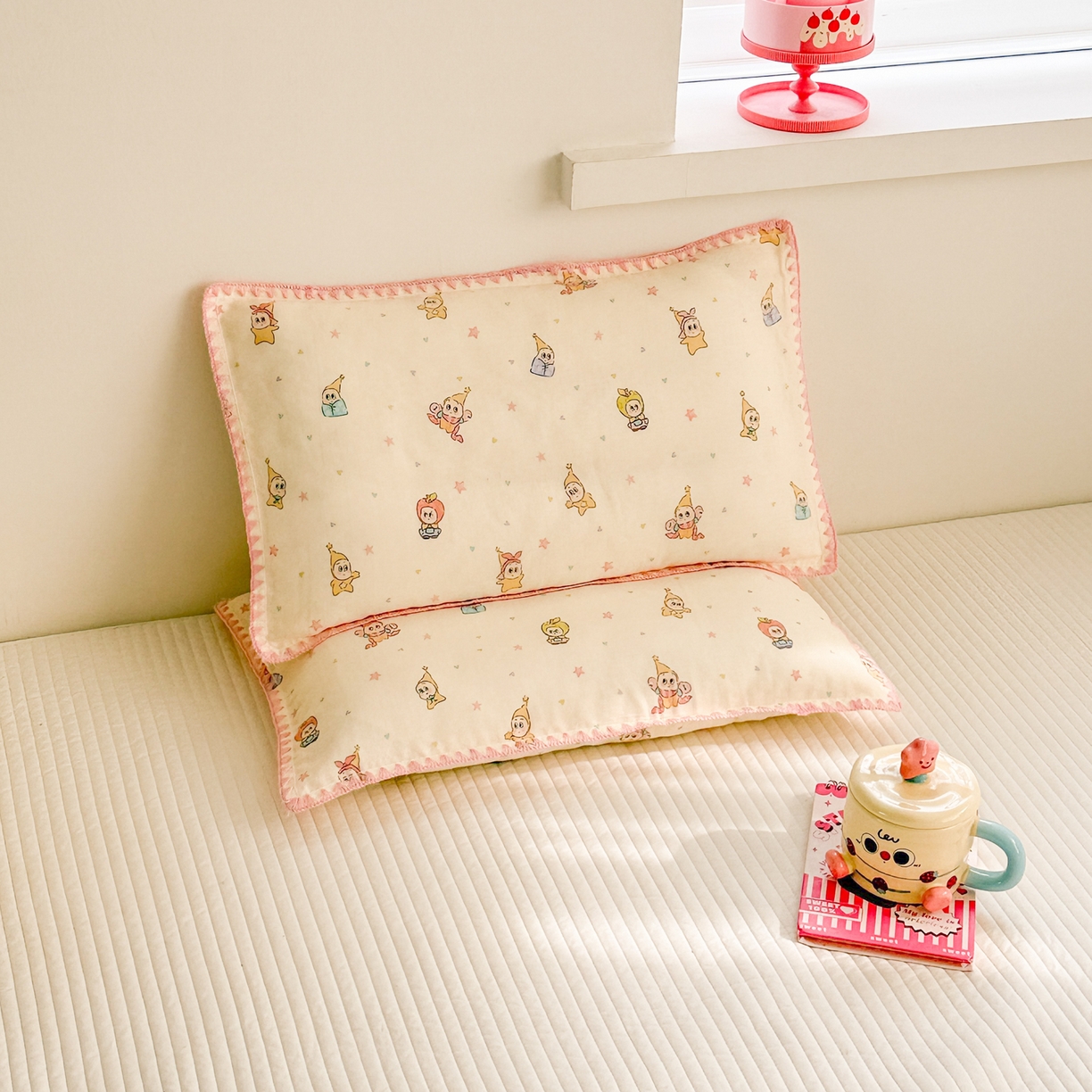 91家纺网 家纺一手货源 找家纺 呗旺鹿 2026新款A类全棉纯棉双层纱儿童枕头套纯棉枕芯内胆套 星星人