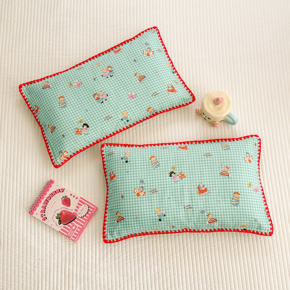 91家纺网 家纺一手货源 找家纺 呗旺鹿 2026新款A类全棉纯棉双层纱儿童枕头套纯棉枕芯内胆套 美漫女孩