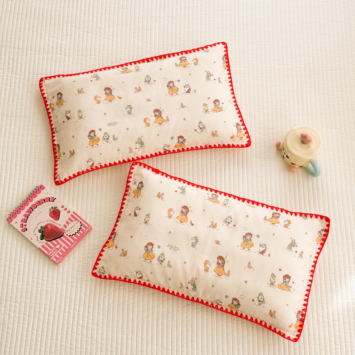 91家纺网 家纺一手货源 找家纺 呗旺鹿 2026新款A类全棉纯棉双层纱儿童枕头套纯棉枕芯内胆套 雪公主