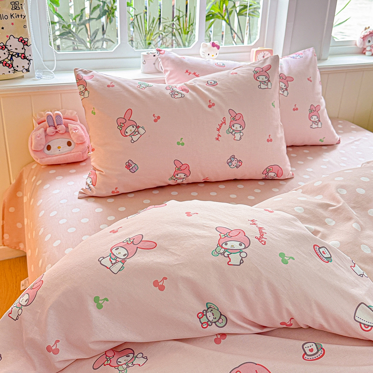 91家纺网 家纺一手货源 找家纺 朵希曼 2026新款正版授权全棉纯棉三丽鸥系列四件套 元气美乐蒂