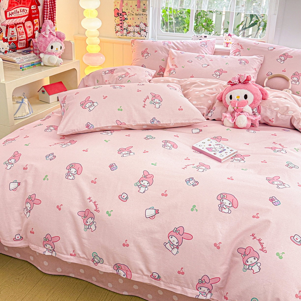 91家纺网 家纺一手货源 找家纺 朵希曼 2026新款正版授权全棉纯棉三丽鸥系列四件套 元气美乐蒂