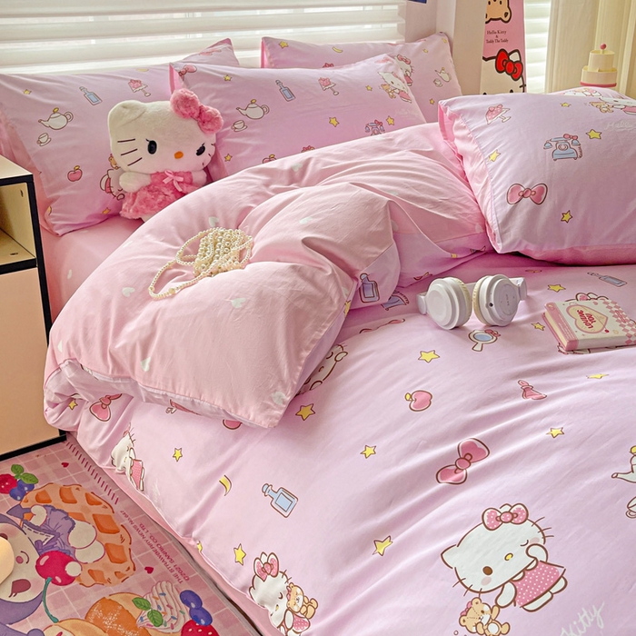 91家纺网 家纺一手货源 找家纺 朵希曼 2026新款正版授权全棉纯棉三丽鸥系列四件套 美美凯蒂