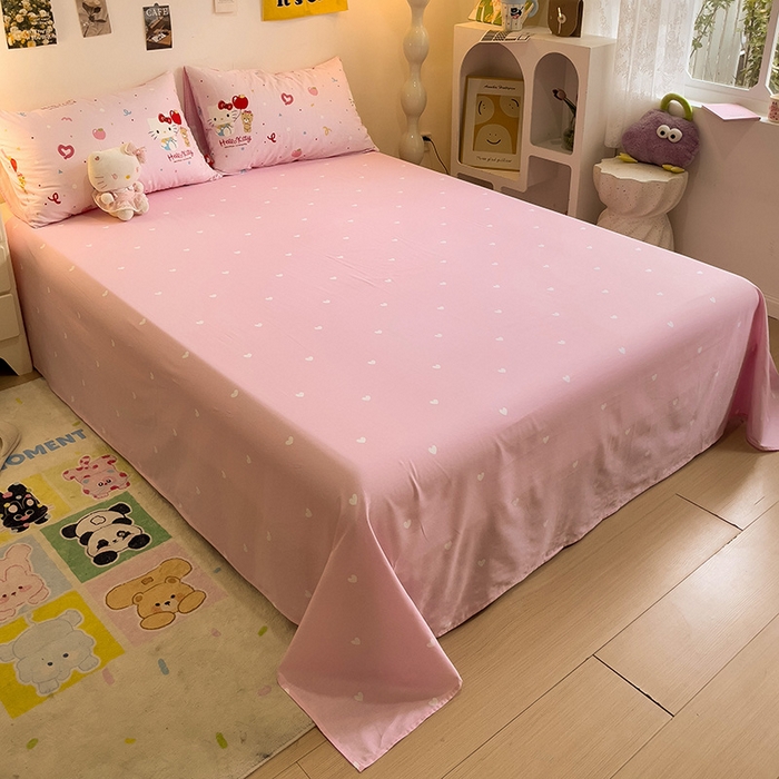 91家纺网 家纺一手货源 找家纺 朵希曼 2026新款正版授权全棉纯棉三丽鸥系列四件套 气球凯蒂