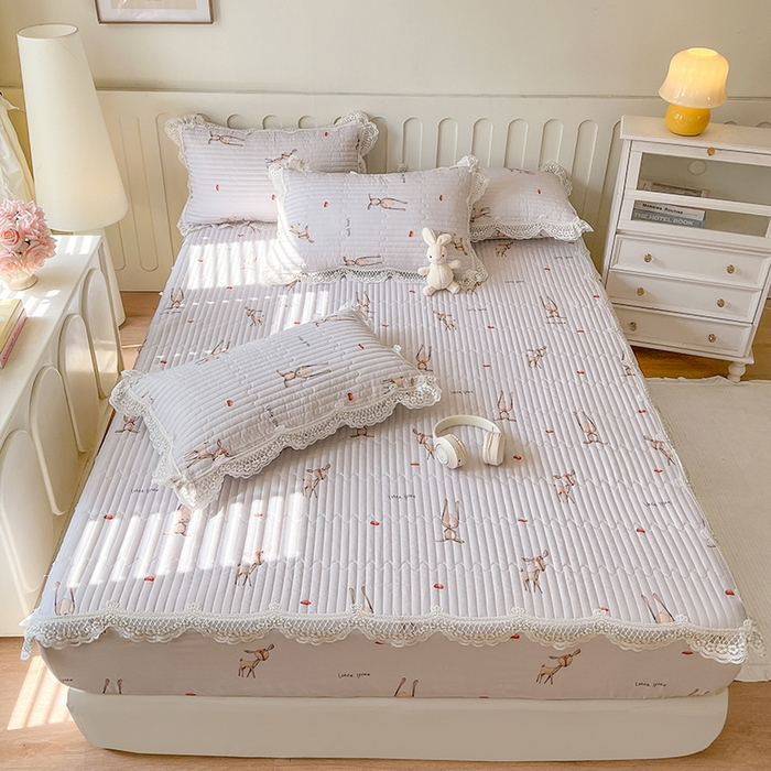 91家纺网 家纺一手货源 找家纺 网红馆（ck家纺） 2026新款莱赛尔天丝印花床笠 萌萌兔