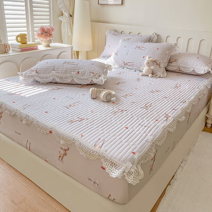 91家纺网 家纺一手货源 找家纺 网红馆（ck家纺） 2026新款莱赛尔天丝印花床笠 萌萌兔