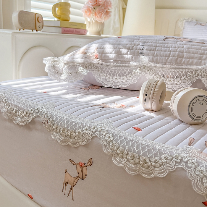 91家纺网 家纺一手货源 找家纺 网红馆（ck家纺） 2026新款莱赛尔天丝印花床笠 萌萌兔