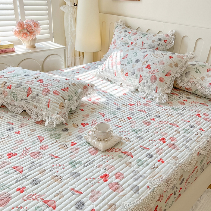 91家纺网 家纺一手货源 找家纺 网红馆（ck家纺） 2026新款莱赛尔天丝印花床笠 蘑菇森林