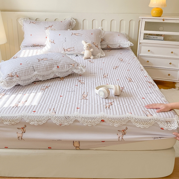 91家纺网 家纺一手货源 找家纺 网红馆（ck家纺） 2026新款莱赛尔天丝印花床笠 萌萌兔