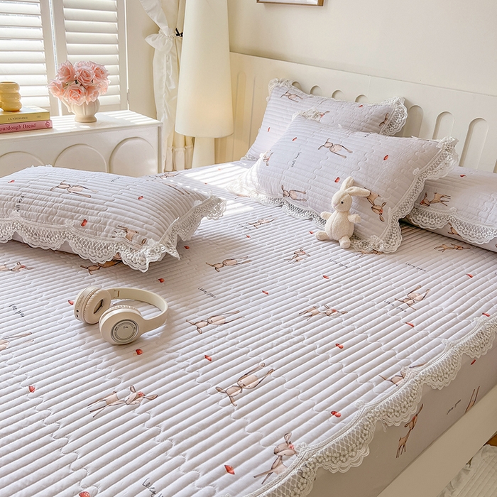 91家纺网 家纺一手货源 找家纺 网红馆（ck家纺） 2026新款莱赛尔天丝印花床笠 萌萌兔