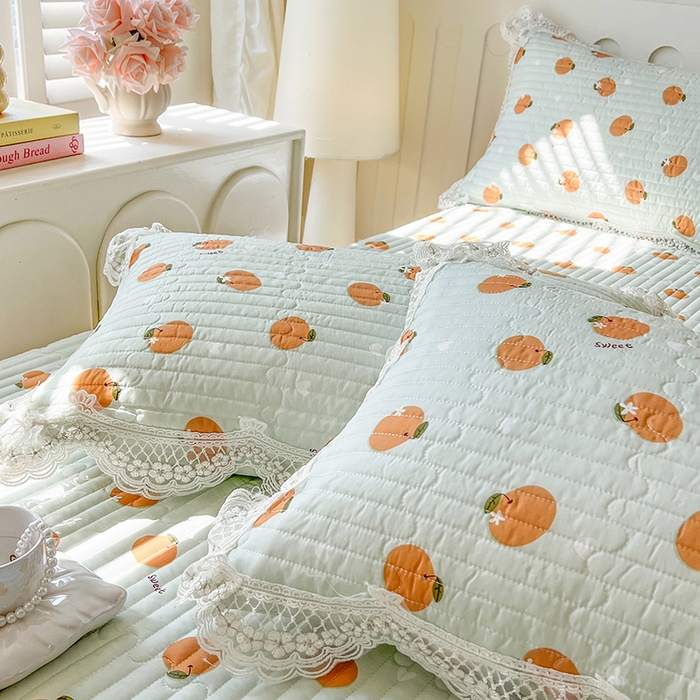 91家纺网 家纺一手货源 找家纺 网红馆（ck家纺） 2026新款莱赛尔天丝印花床笠 甜橙