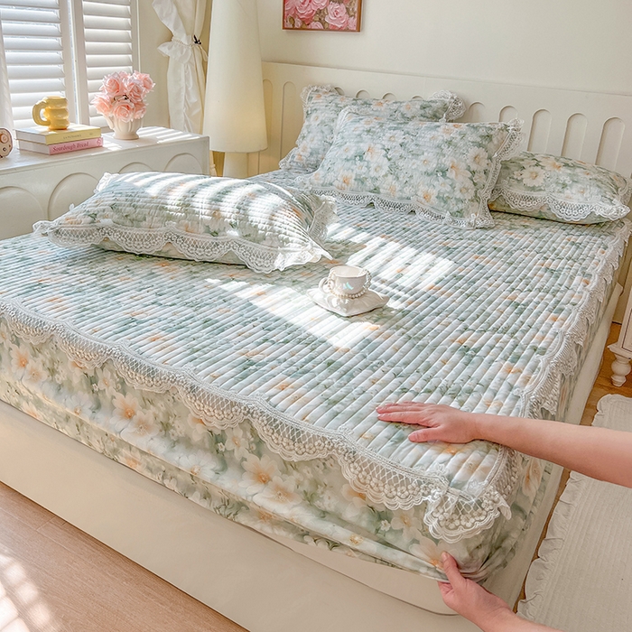 91家纺网 家纺一手货源 找家纺 网红馆（ck家纺） 2026新款莱赛尔天丝印花床笠 游花间