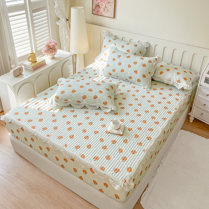 91家纺网 家纺一手货源 找家纺 网红馆（ck家纺） 2026新款莱赛尔天丝印花床笠 甜橙