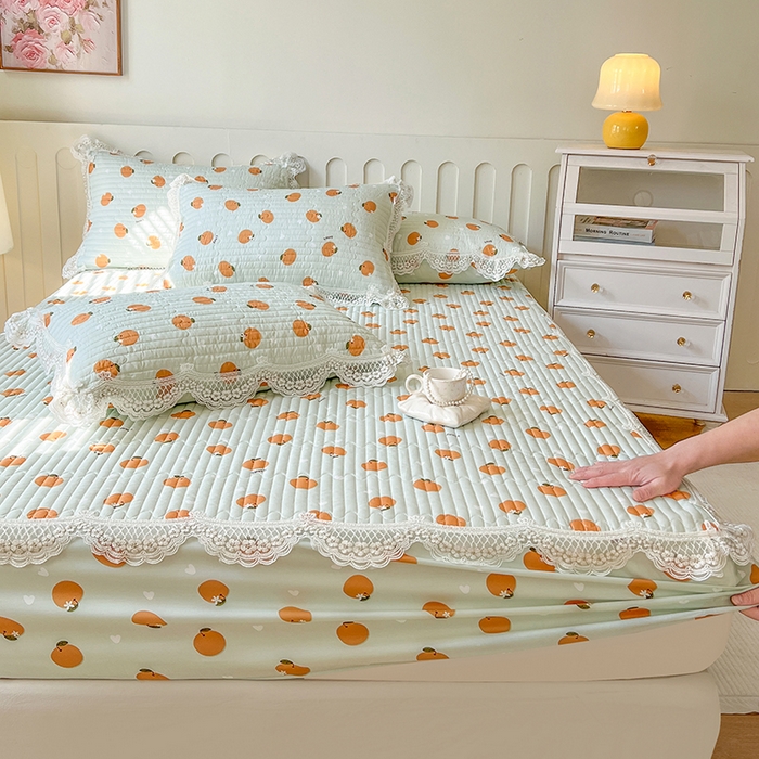 91家纺网 家纺一手货源 找家纺 网红馆（ck家纺） 2026新款莱赛尔天丝印花床笠 甜橙