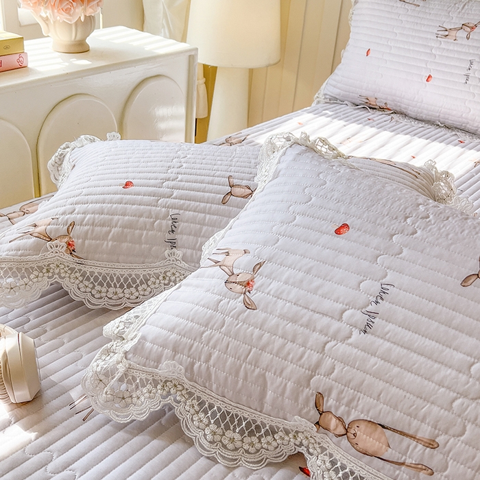 91家纺网 家纺一手货源 找家纺 网红馆（ck家纺） 2026新款莱赛尔天丝印花床笠 萌萌兔