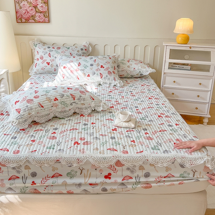 91家纺网 家纺一手货源 找家纺 网红馆（ck家纺） 2026新款莱赛尔天丝印花床笠 蘑菇森林