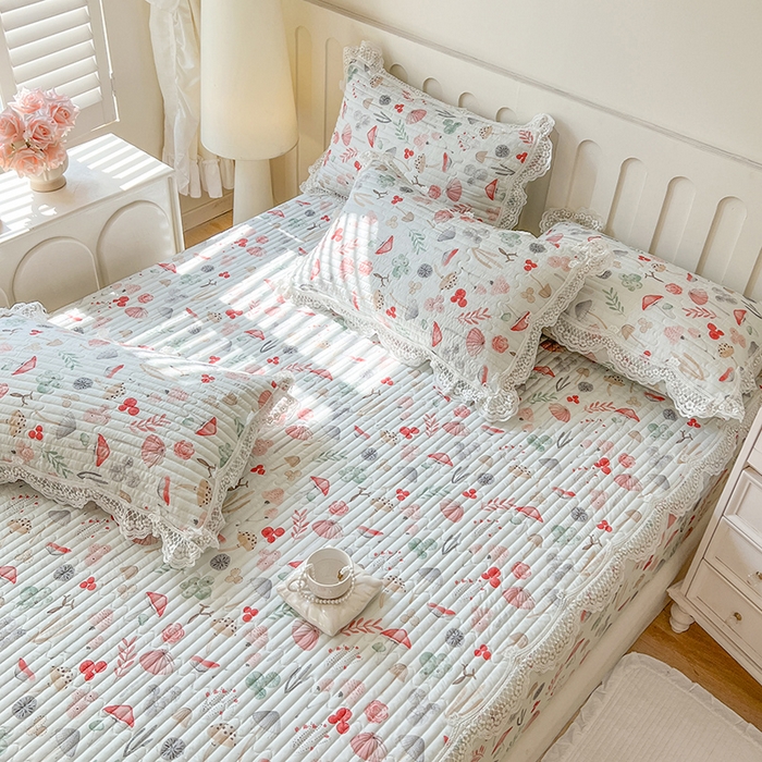 91家纺网 家纺一手货源 找家纺 网红馆（ck家纺） 2026新款莱赛尔天丝印花床笠 蘑菇森林