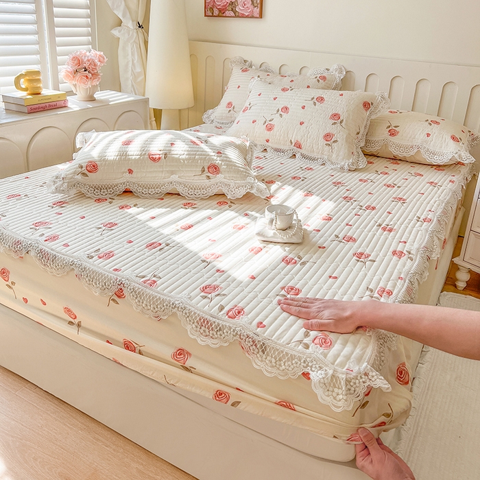 91家纺网 家纺一手货源 找家纺 网红馆（ck家纺） 2026新款莱赛尔天丝印花床笠 西西里玫瑰