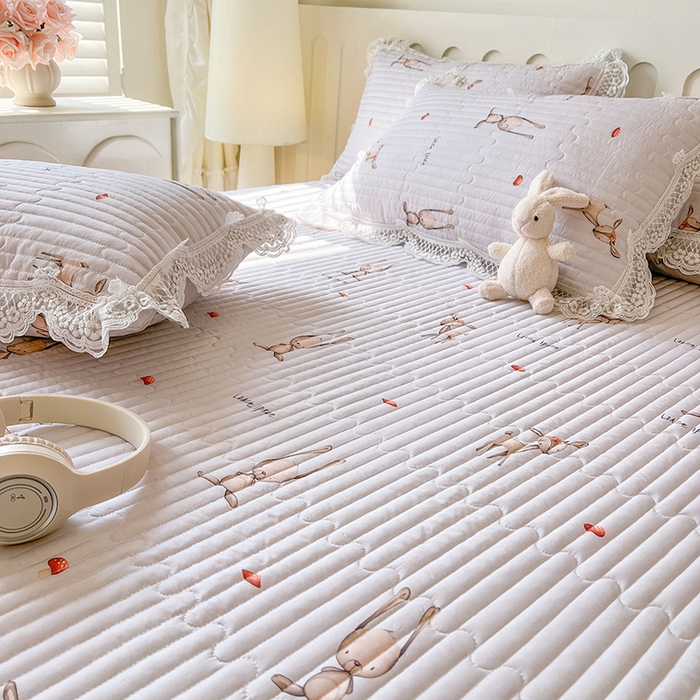 91家纺网 家纺一手货源 找家纺 网红馆（ck家纺） 2026新款莱赛尔天丝印花床笠 萌萌兔