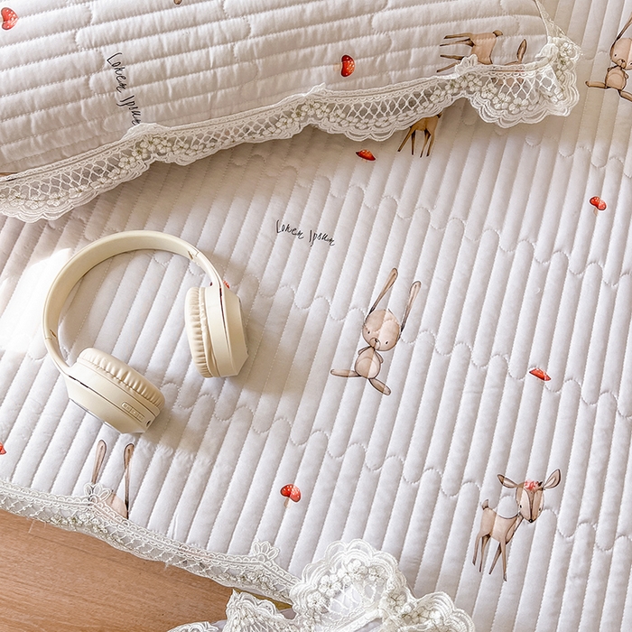 91家纺网 家纺一手货源 找家纺 网红馆（ck家纺） 2026新款莱赛尔天丝印花床笠 萌萌兔