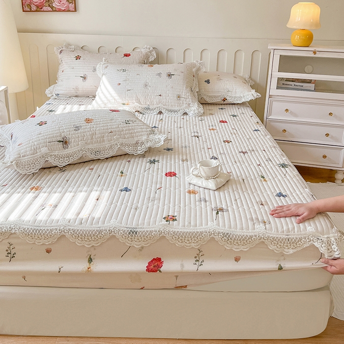 91家纺网 家纺一手货源 找家纺 网红馆（ck家纺） 2026新款莱赛尔天丝印花床笠 浪漫花舞