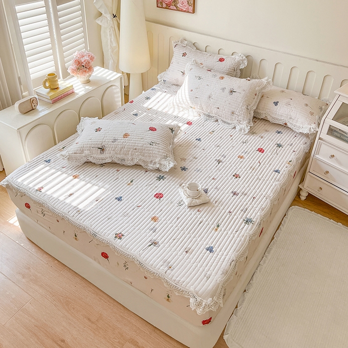 91家纺网 家纺一手货源 找家纺 网红馆（ck家纺） 2026新款莱赛尔天丝印花床笠 浪漫花舞